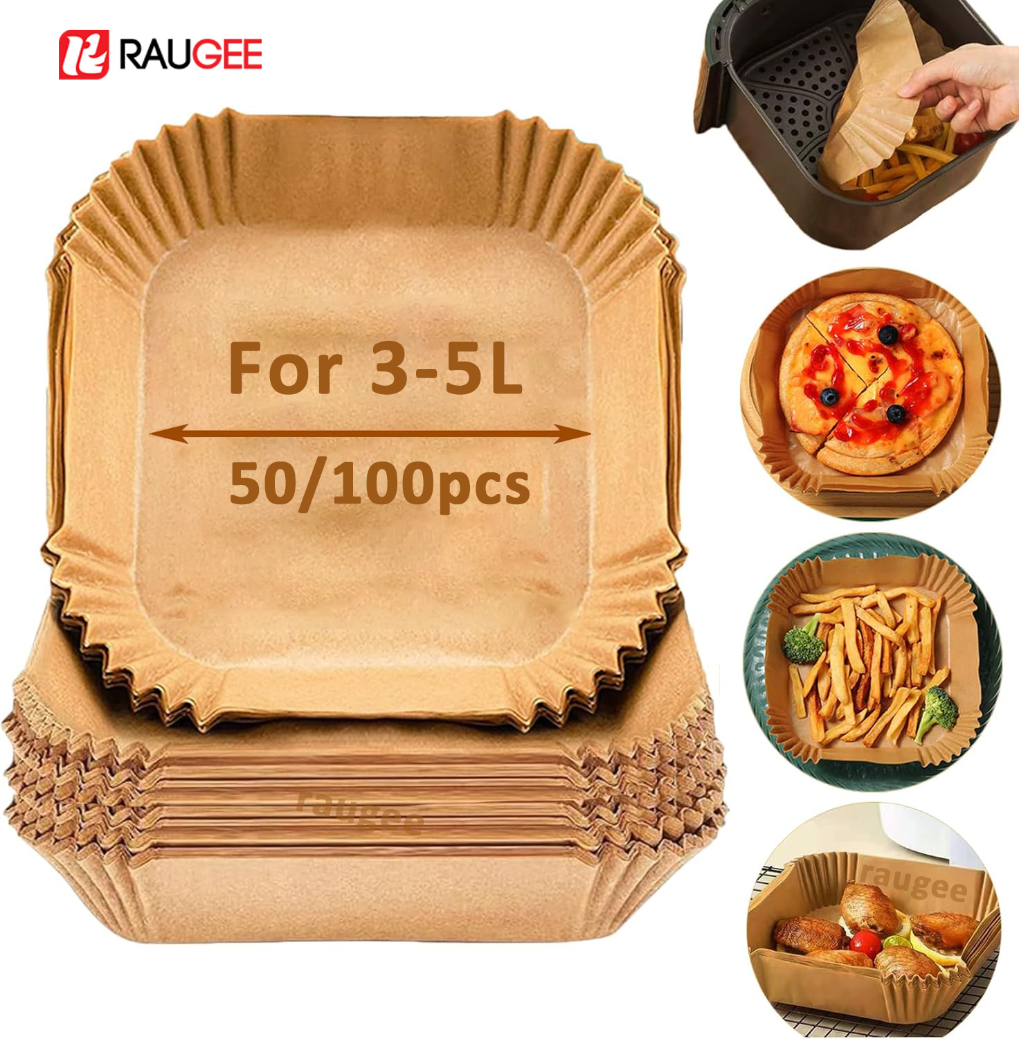Air Fryer 5L Digital - 50/100pcs Air Fryer Paper Liners Non