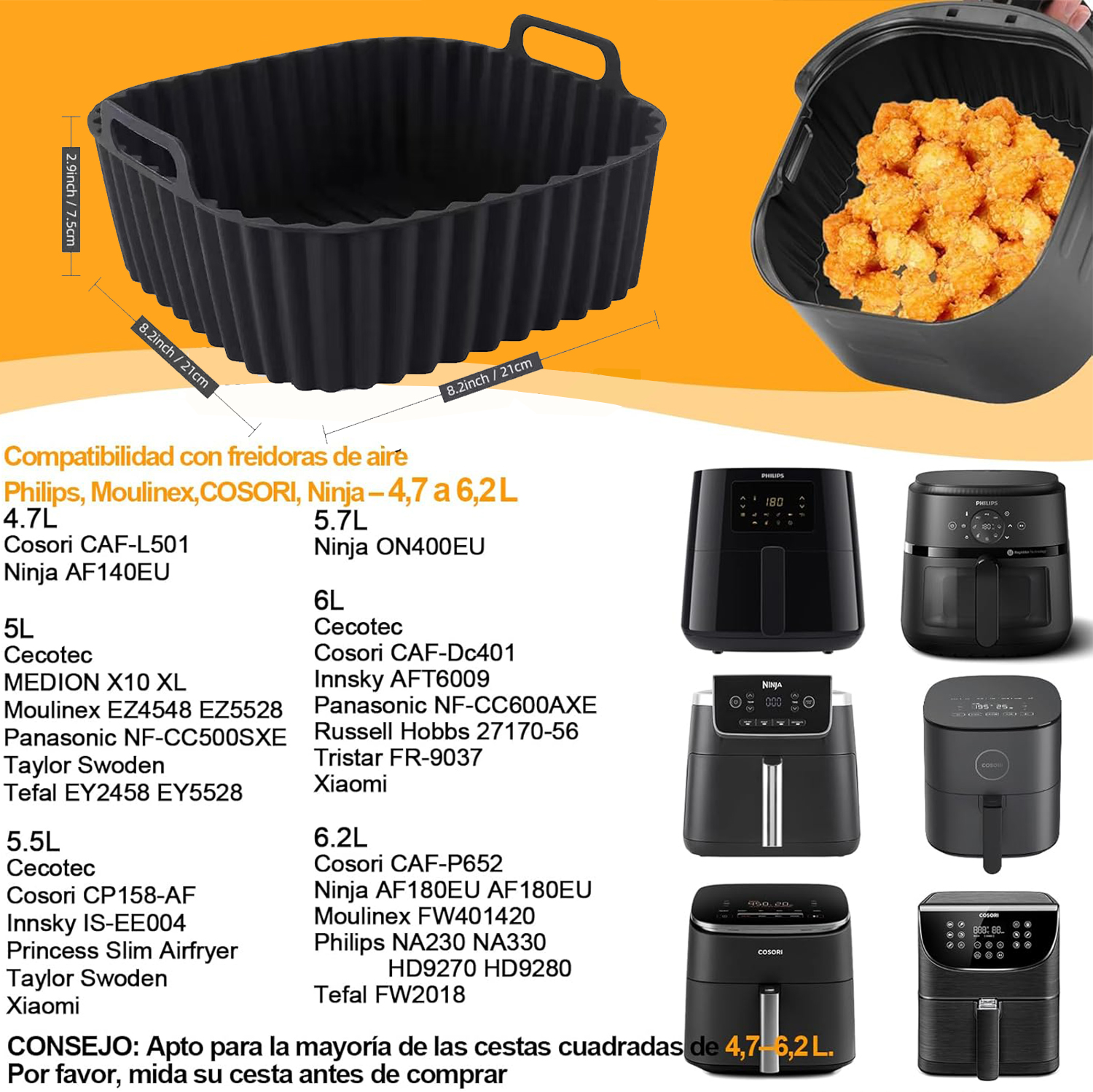 Silicone Air Fryer Accessories – обзор и цена Air Fryer 5L Digital