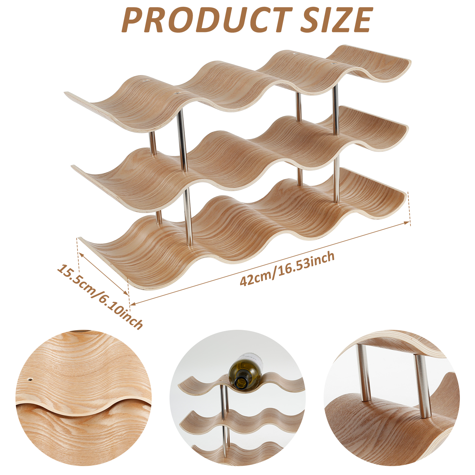 2/3-Tier Wooden Wine Rack Wavy – обзор и цена Kitchen Appliances Rack