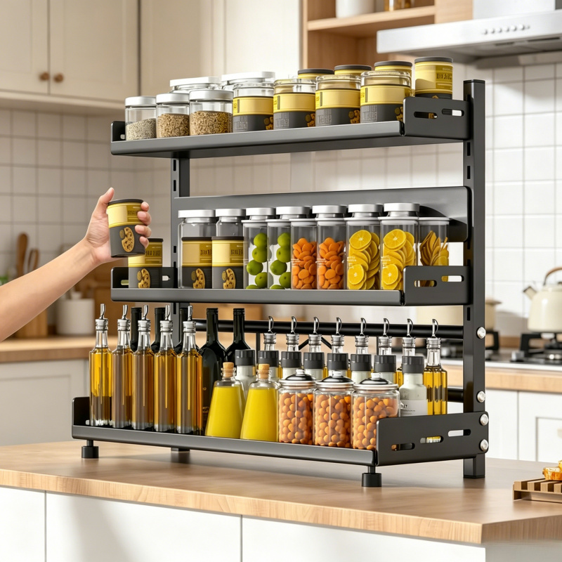 3 Tier Adjustable Spice Storag – обзор и цена Kitchen Appliances Storage